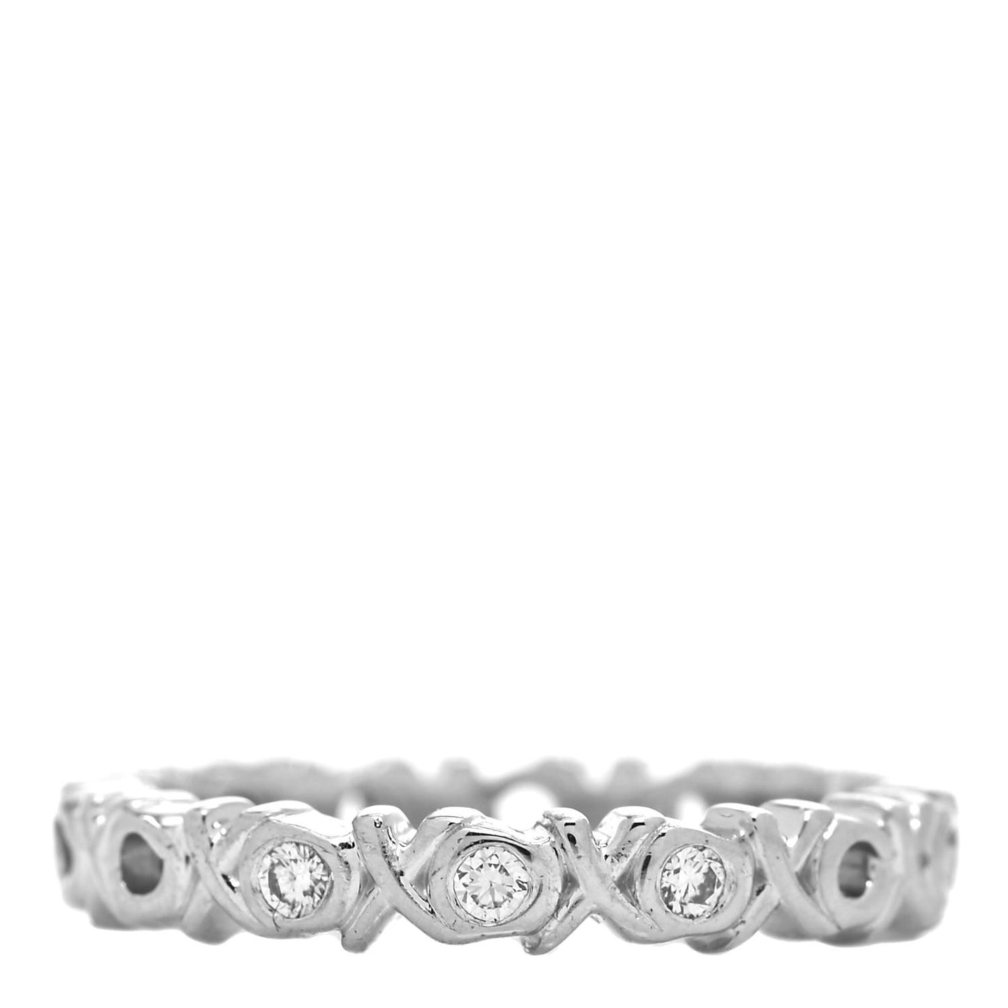 18K White Gold Diamond Love and Kisses Band Ring 48 4.5