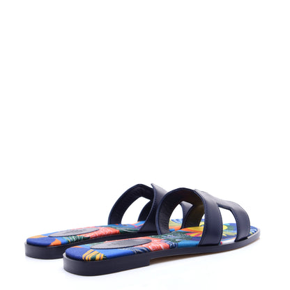 Hermes Calfskin Oran Sandals 36.5 Bleu 3 of 13
