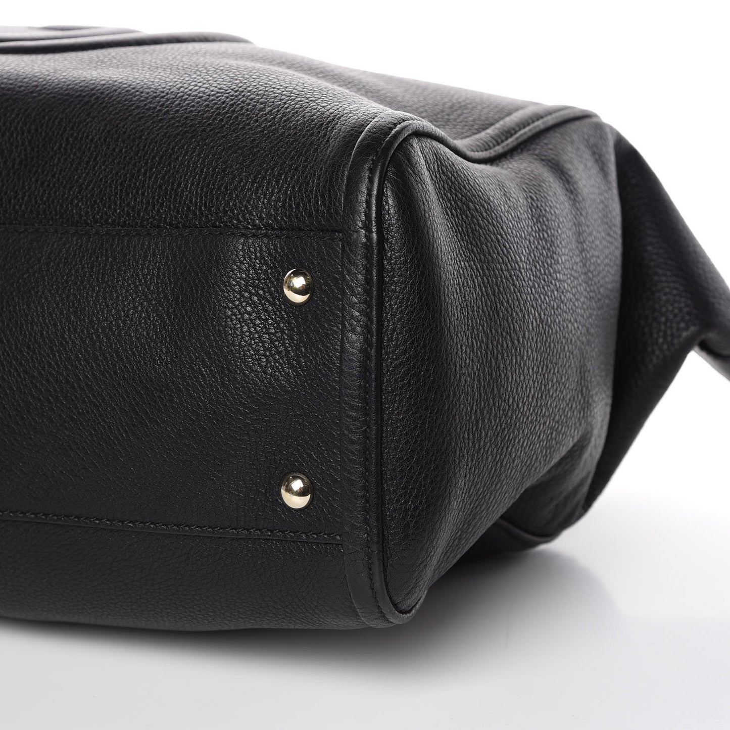Pebbled Calfskin Large Soho Top Handle Bag Black