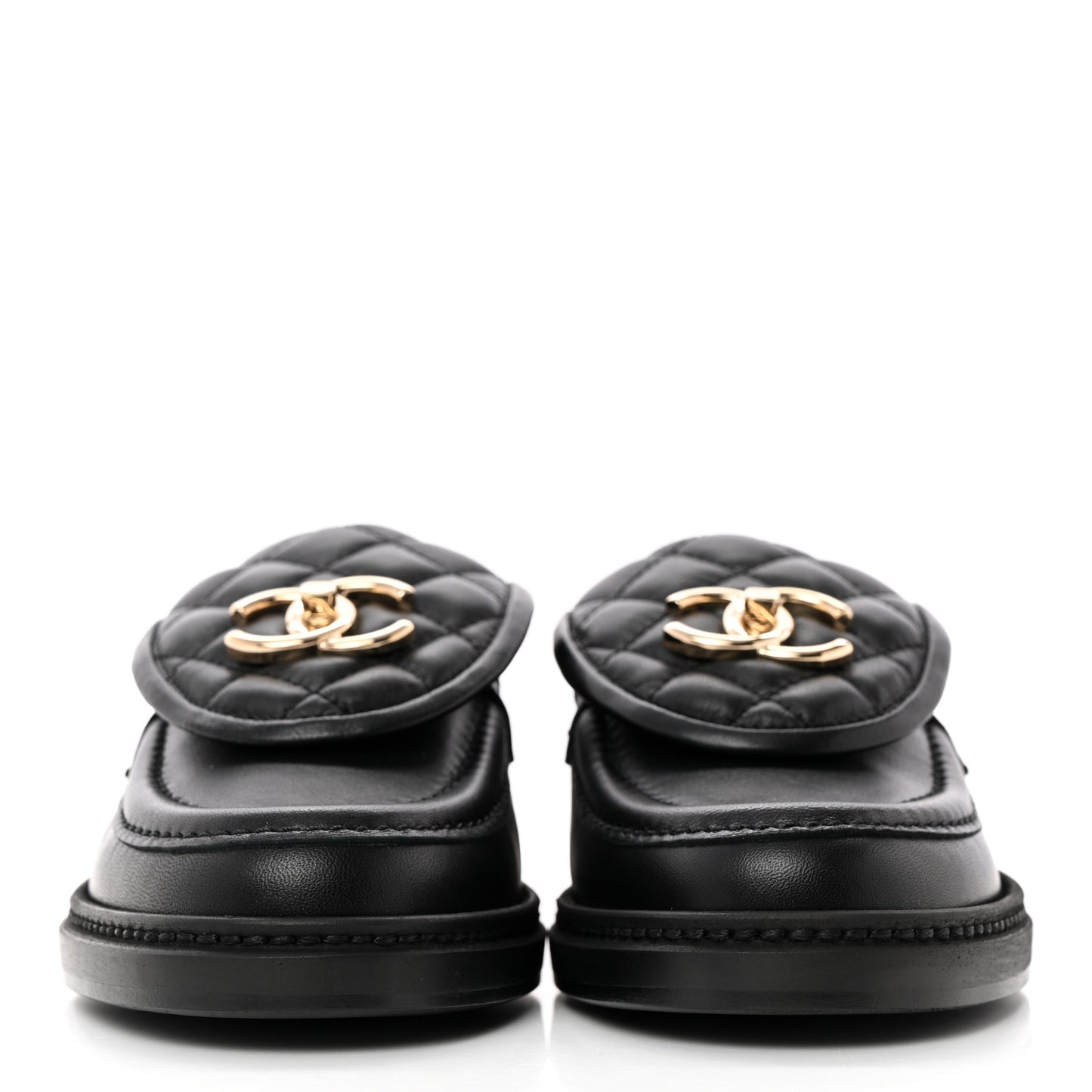 Lambskin Quilted CC Turnlock Loafers 36 Black