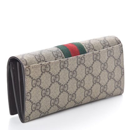 Gucci GG Supreme Monogram Selleria Calfskin Web New Web Continental Wallet Beige Ebony Cocoa 3 of 6