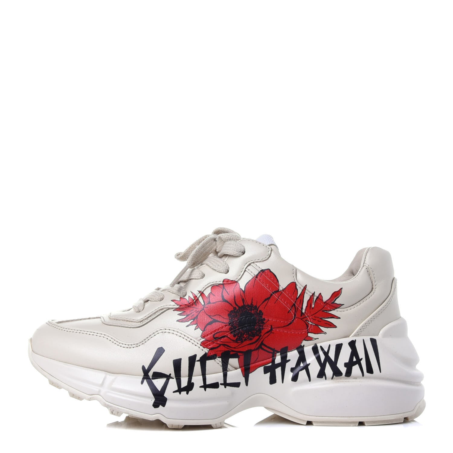 Gucci Calfskin Hawaii Print Womens Rhyton Sneakers 36 Ivory 1 of 13