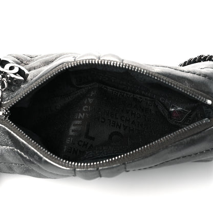 Chanel Metallic Lambskin Horizontal Quilt Pochette Dark Grey 5 of 10