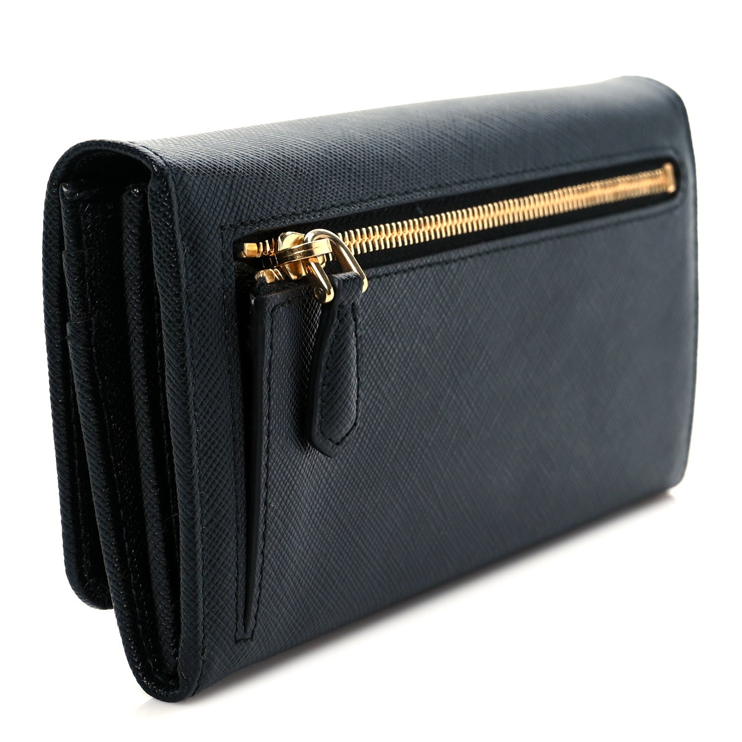 Prada Saffiano Metal Continental Flap Wallet Black 8 of 18