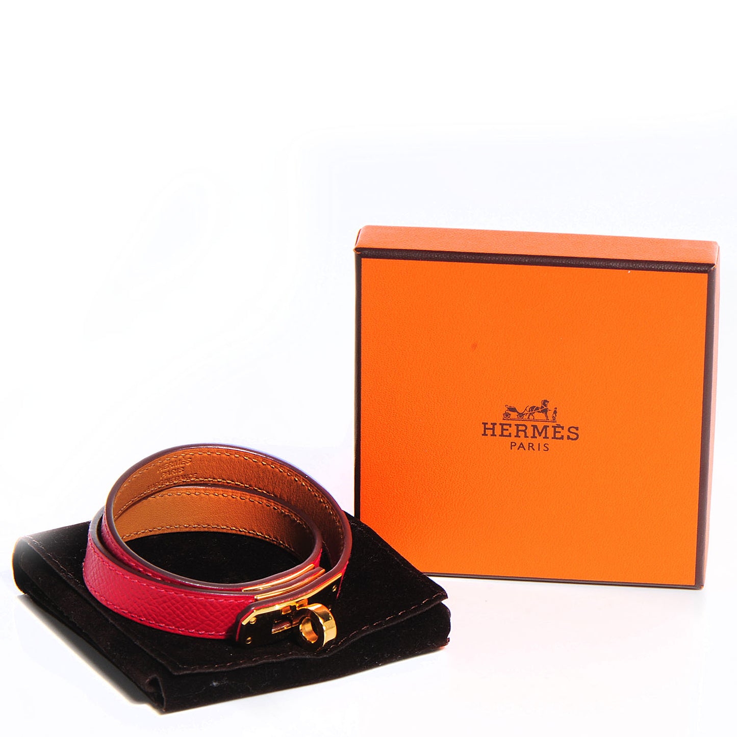Epsom Kelly Double Tour Bracelet Rouge Casaque Medium