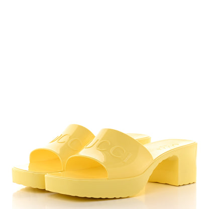 Gucci Rubber Gucci Logo Womens Platform 20/60mm Slide Sandals 36 Banana 3 of 13