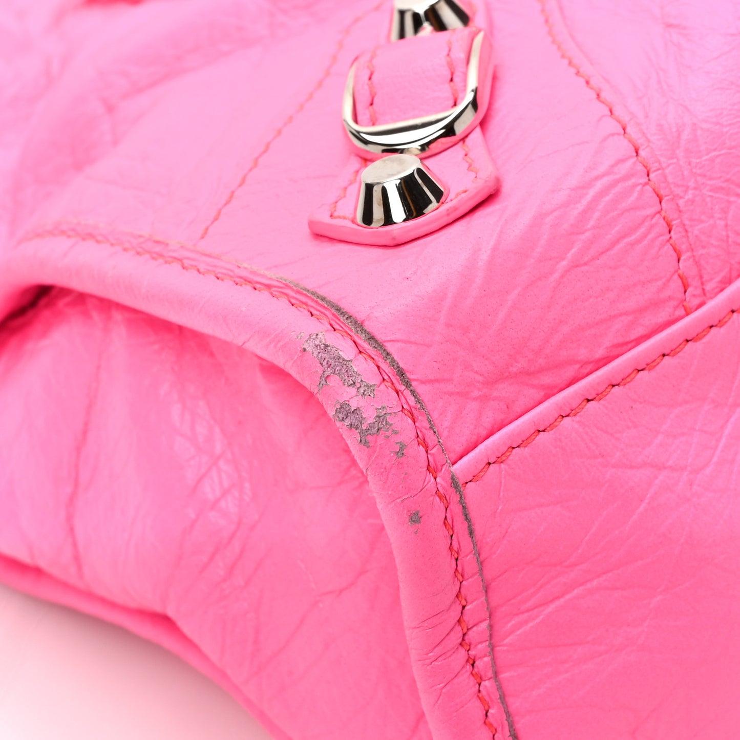 Agneau Classic Silver Hardware S City Rose Fluo