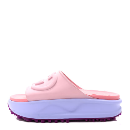 Gucci Soft Rubber Womens Interlocking G Platform 42mm Slide Sandals 38 Sugar Pink 1 of 9