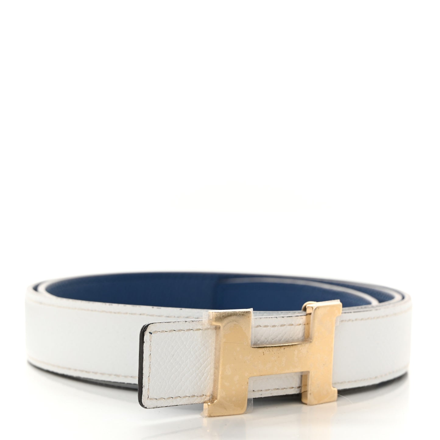 Epsom 24mm Mini Constance H Belt 85 34 Bleu Brighton White
