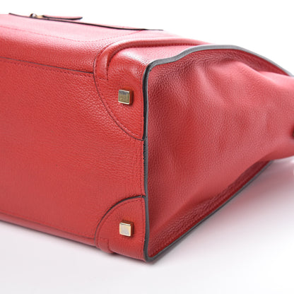 Celine Drummed Calfskin Mini Luggage Coquelicot 6 of 12