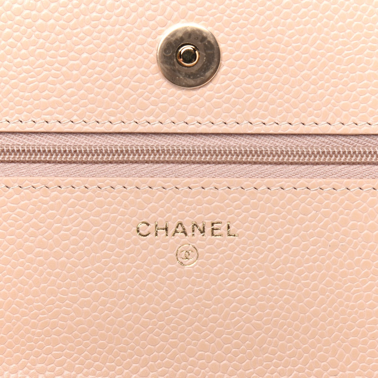 Caviar Quilted Wallet On Chain WOC Beige