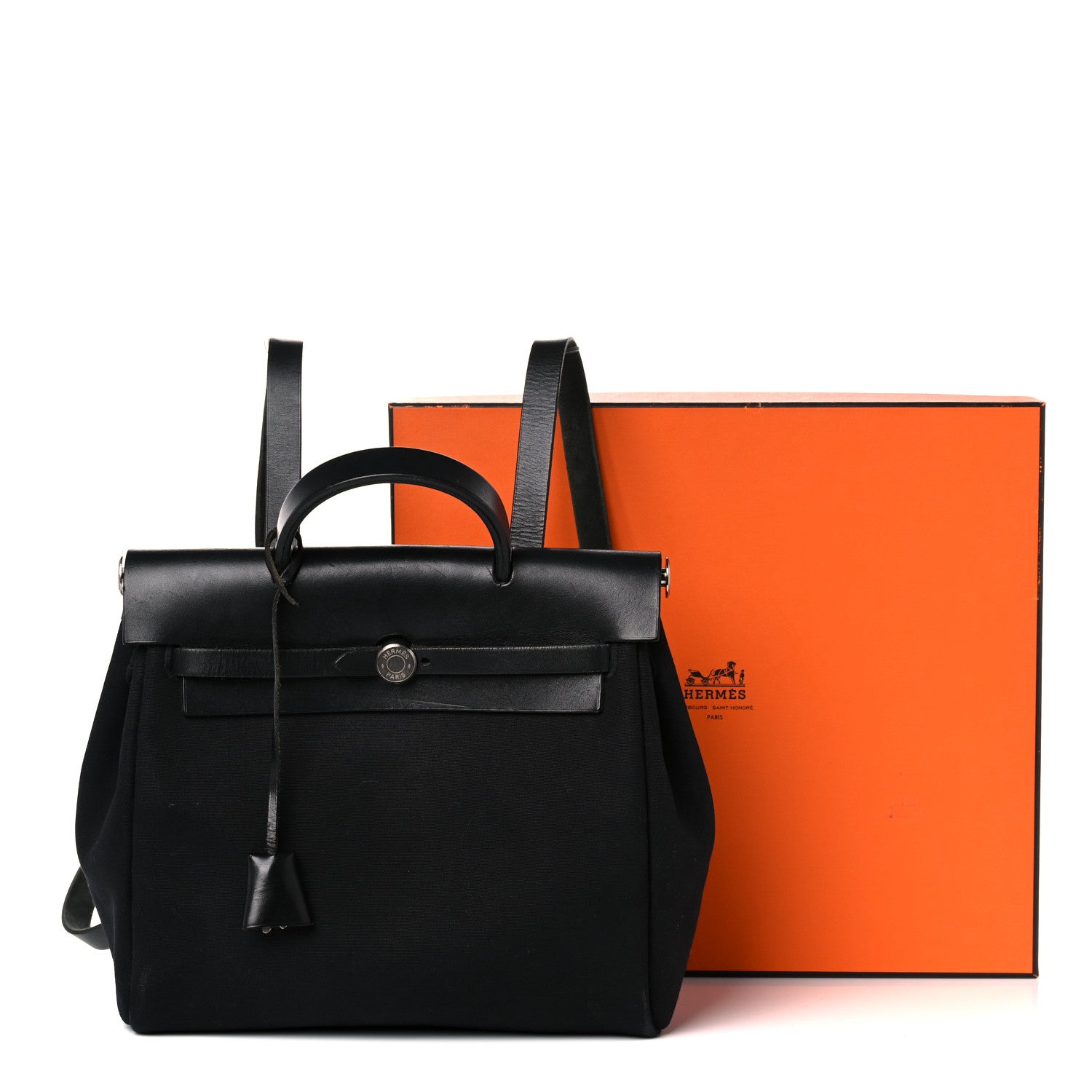 Hermes Toile Vache Calfskin Herbag 30 PM Backpack Black 28 of 28
