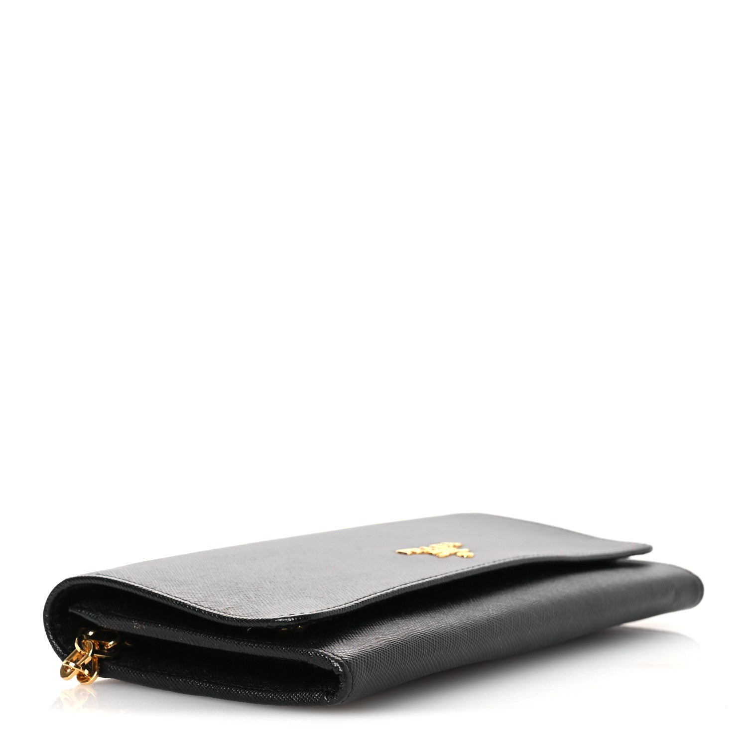 Prada Saffiano Metal Large Chain Wallet Black 4 of 13