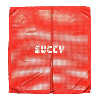 Gucci X SEGA Silk GUCCY Stars Print Square Scarf Flame Red Gold 1 of 5