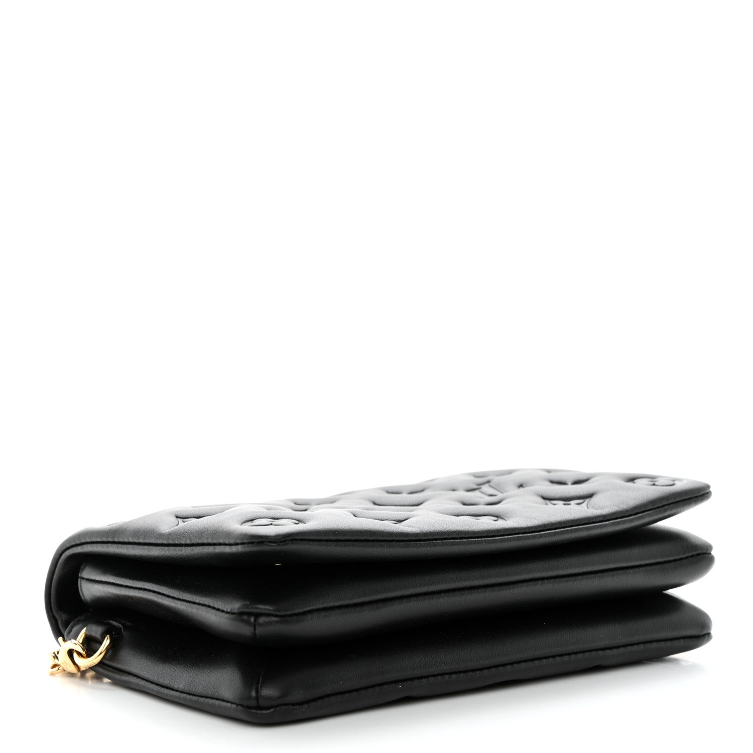 Louis Vuitton Lambskin Embossed Monogram Pochette Coussin Black 4 of 10