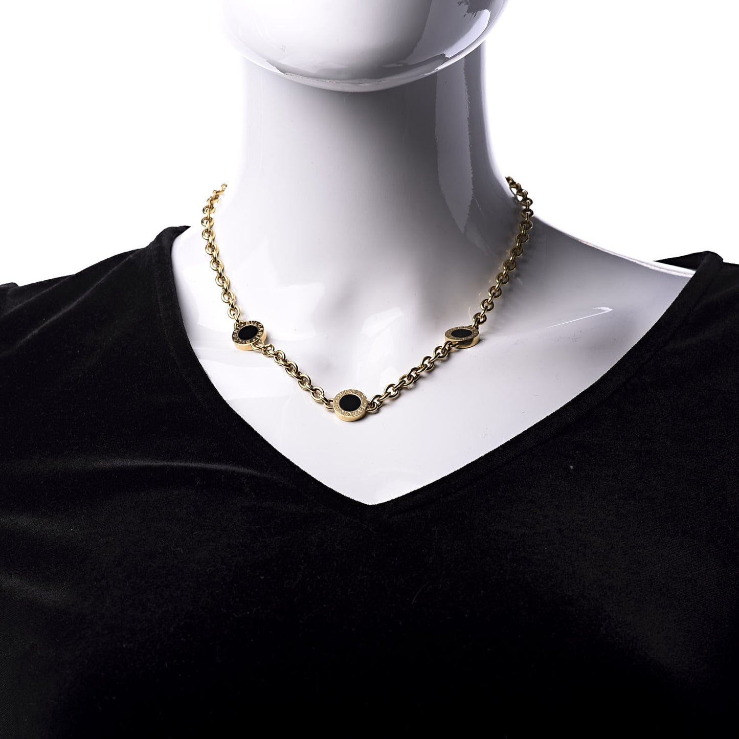 18K Yellow Gold Black Onyx BVLGARI BVLGARI Station Necklace