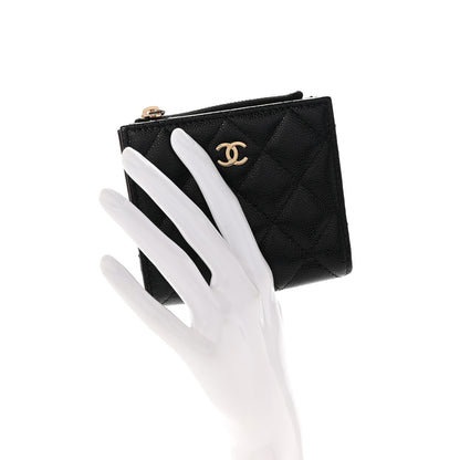 Chanel Caviar Quilted CC Zip Compact Wallet Black 2 of 9