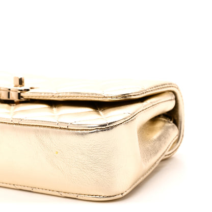 Chanel Metallic Lambskin Quilted Flap Phone Holder With Chain Gold 10 of 11