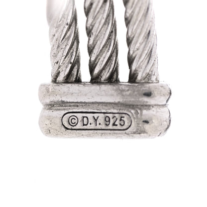 David Yurman Sterling Silver Diamond Three Row Confetti Cuff Bracelet 4 of 5