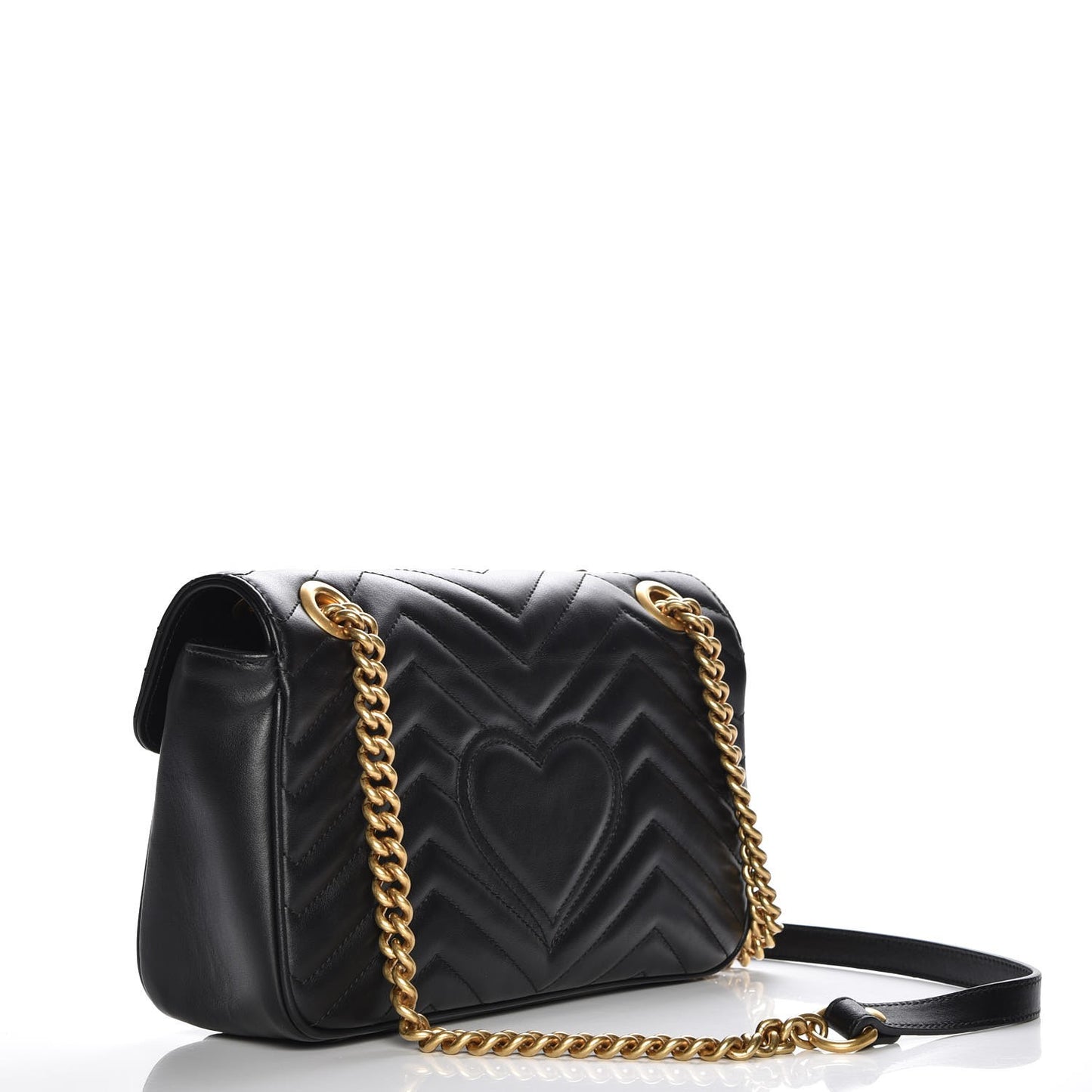Calfskin Matelasse Small GG Marmont Shoulder Bag Black