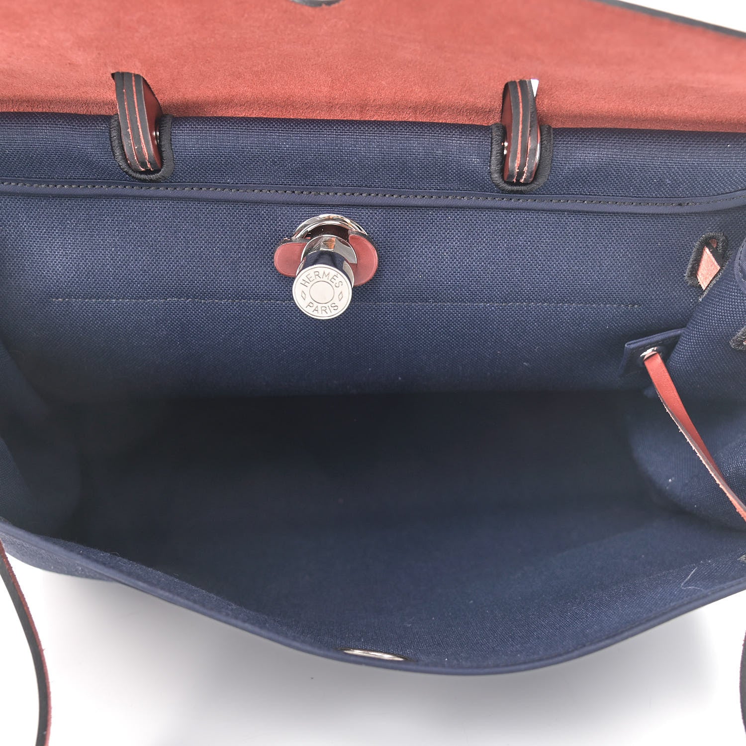 Hermes Toile Vache Hunter Herbag Zip 39 MM Bleu Marine Rouge H 6 of 11