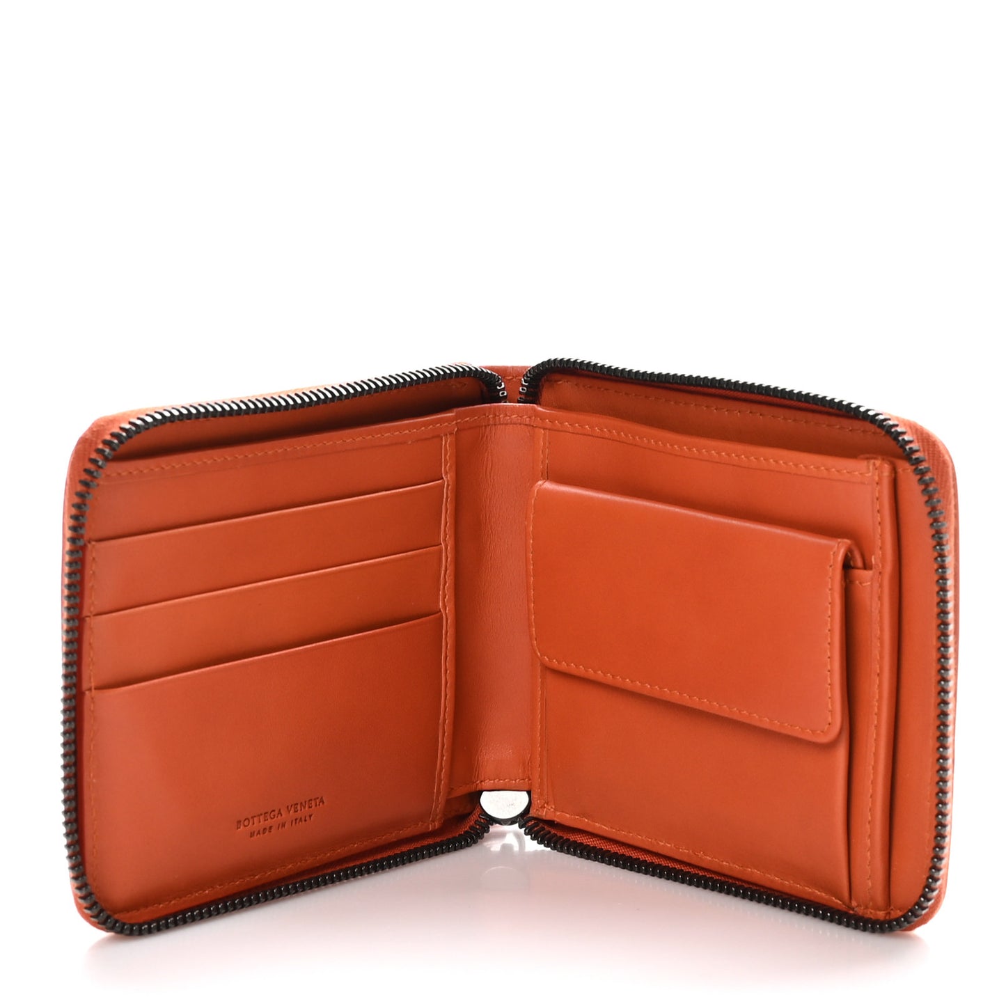 Nappa Intrecciato Zip Around Compact Wallet Brique