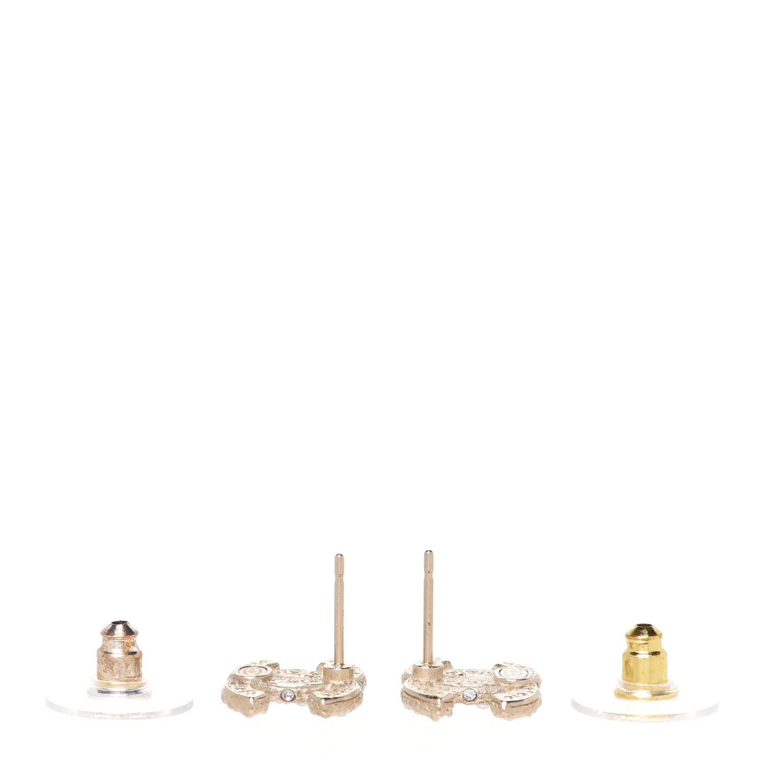 Chanel Pearl Crystal CC Earrings Light Gold 3 of 5