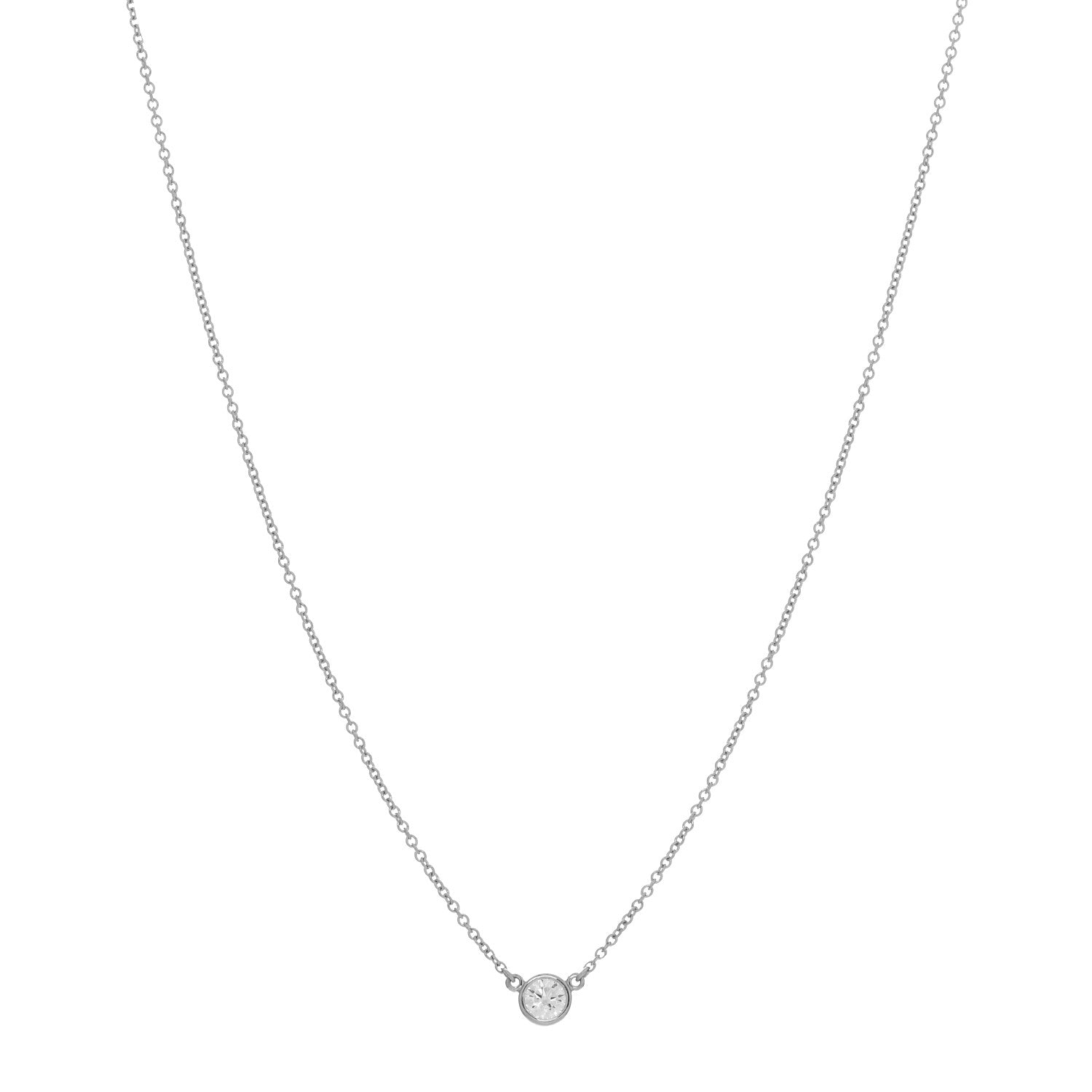 Tiffany Platinum Diamond .19ct Elsa Peretti Diamonds by the Yard Pendant Necklace 1 of 4