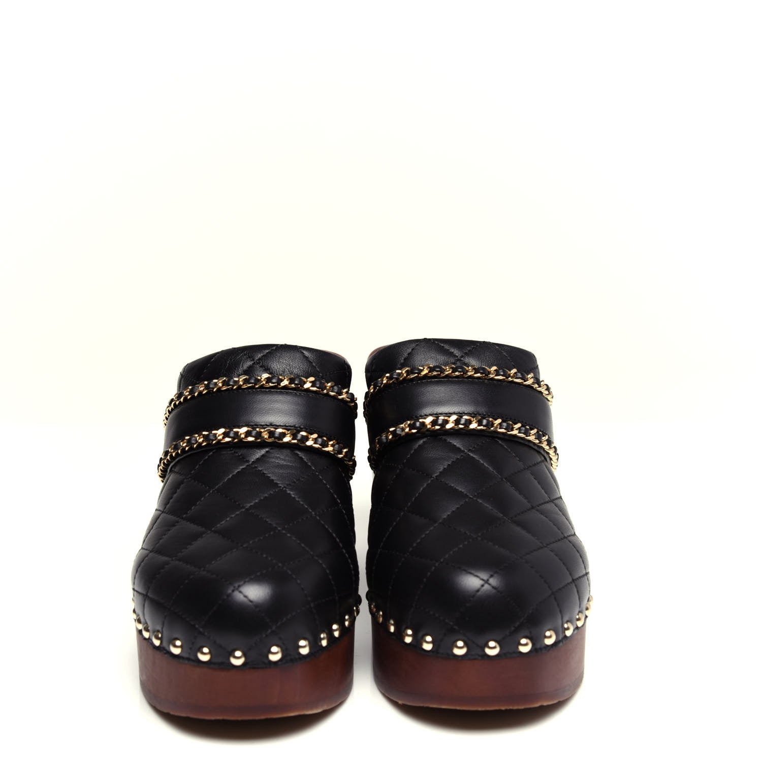 Chanel Lambskin Quilted Chain Clog Mules 39 Black 2 of 11