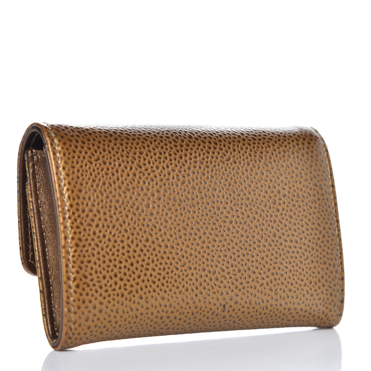Metallic Caviar CC Timeless Card Holder Dark Gold