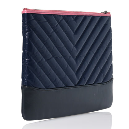 Chanel Aged Calfskin Chevron Quilted Medium Gabrielle Cosmetic Case Pink Navy Black 3 of 10