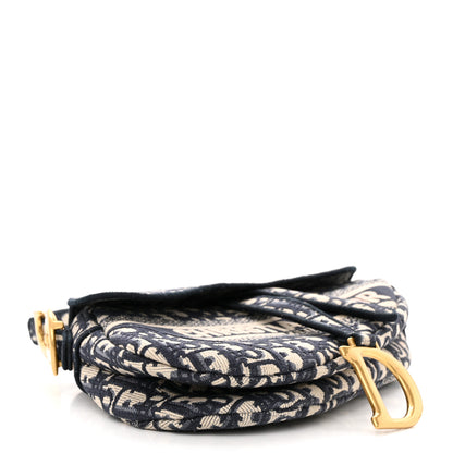 Christian Dior Oblique Embroidered Saddle Bag Blue 4 of 11