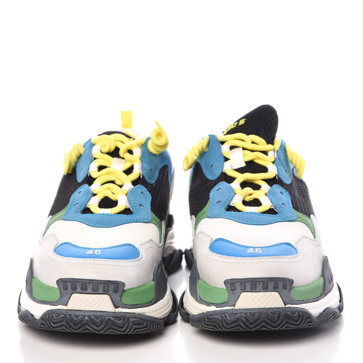 Balenciaga Fabric Mesh Nappa Mens Triple S Sneakers 46 Bleu White Vert Jaune 2 of 9