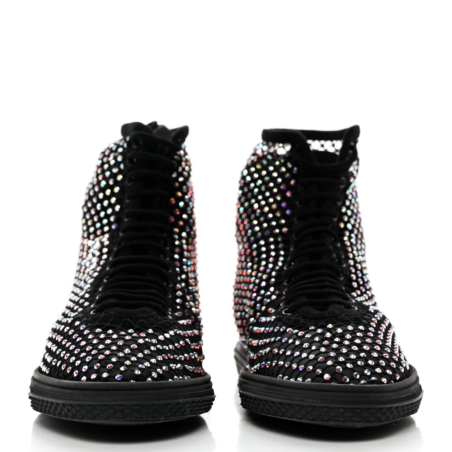Mesh Crystal Mid Top Sneakers 37 Black