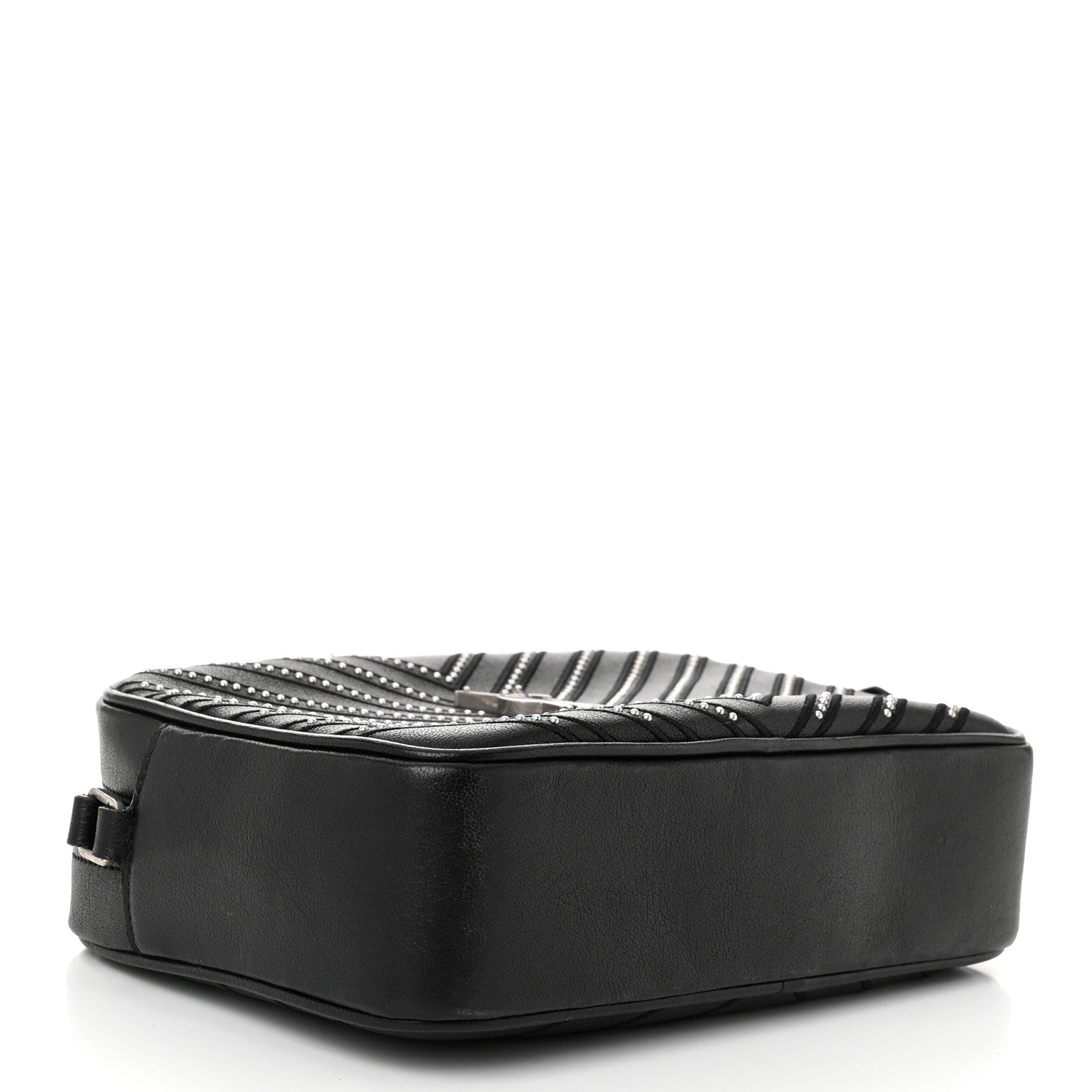 Saint Laurent Calfskin Studded Matelasse Monogram Lou Camera Bag Black 4 of 10