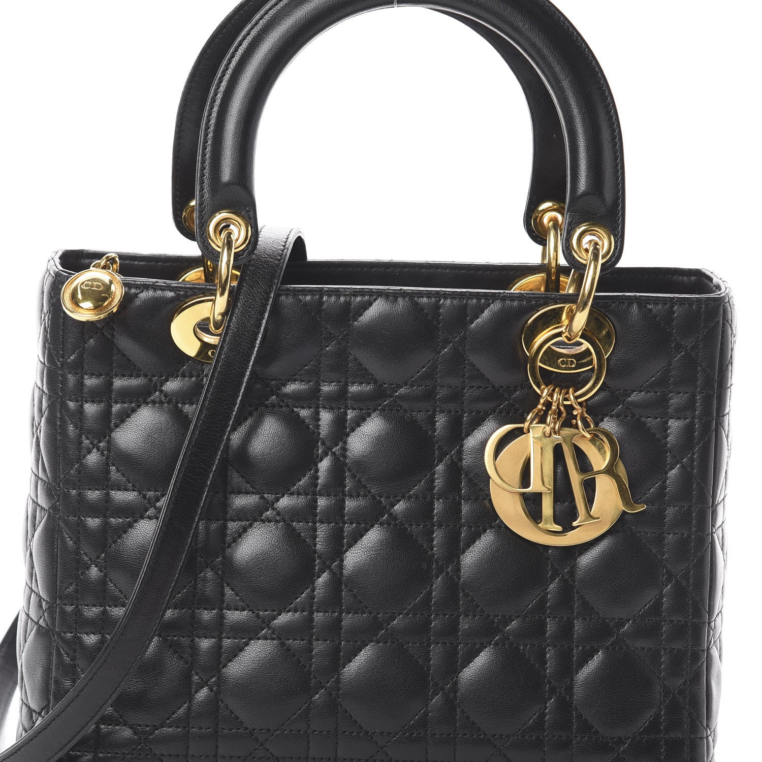 Christian Dior Lambskin Cannage Medium Lady Dior Black 8 of 8