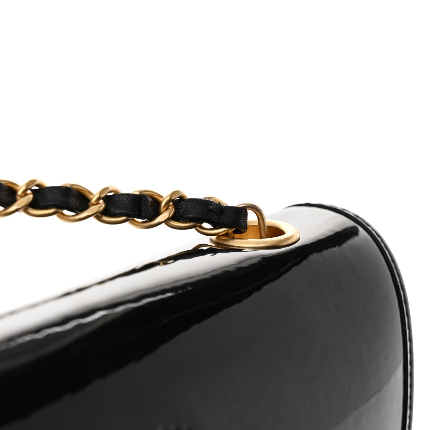 Patent Quilted Graphic Catch Flap Black