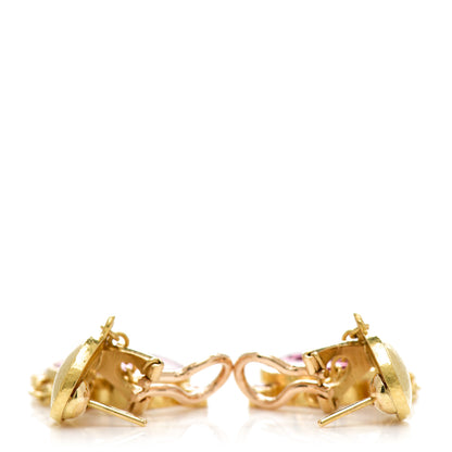 Elizabeth Locke 19K Yellow Gold Pink Spinel Venetian Glass Intaglio Laurel Wreath Drop Chain Earrings 5 of 5