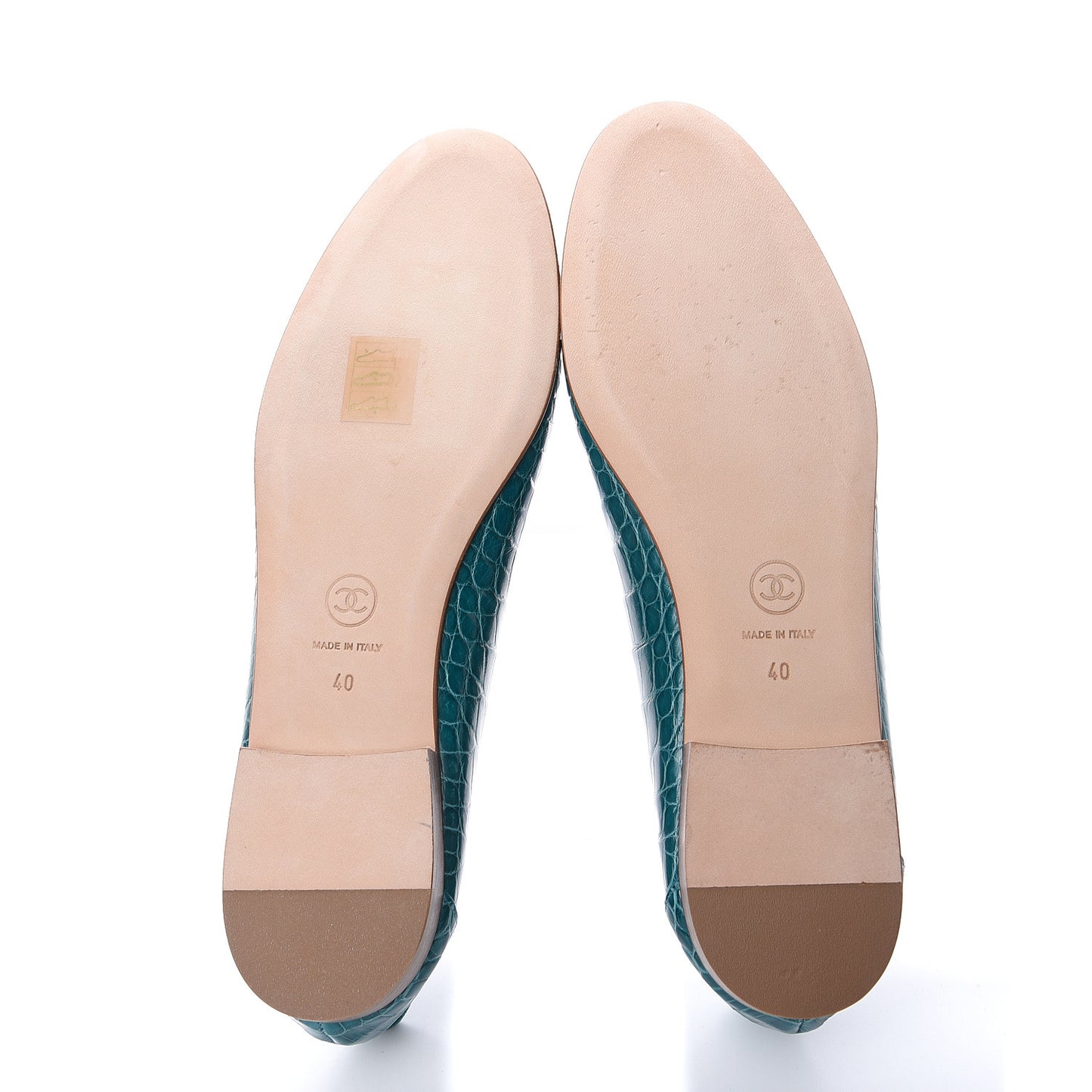Alligator CC Cap Toe Ballerina Flats 40 Turquoise