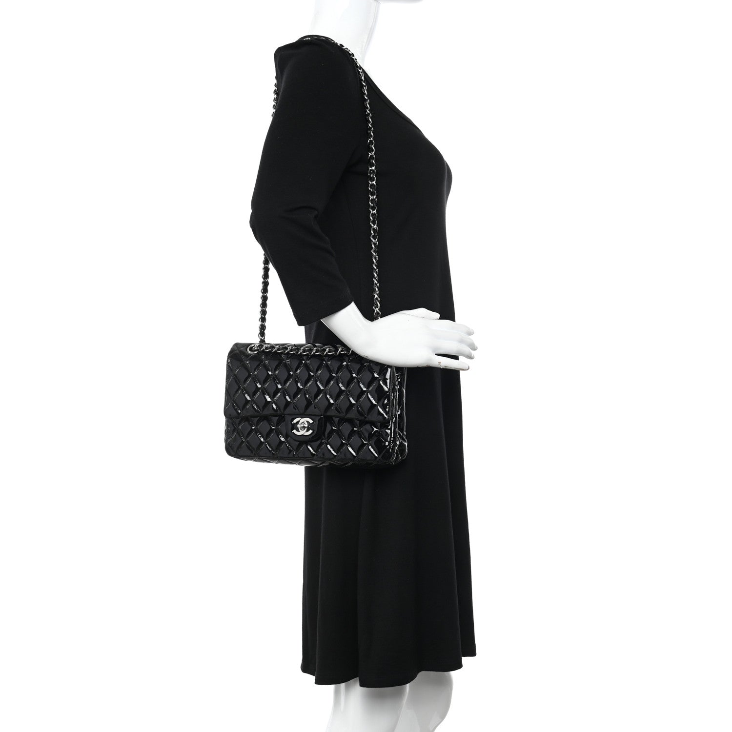Chanel Patent Quilted Medium Double Flap Black 2 of 15