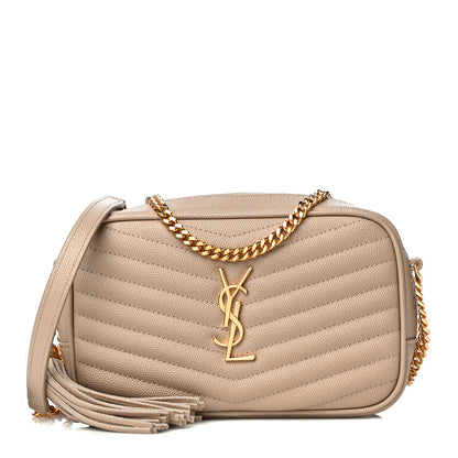 Saint Laurent Grain De Poudre Matelasse Monogram Mini Lou Camera Bag Dark Beige 1 of 11
