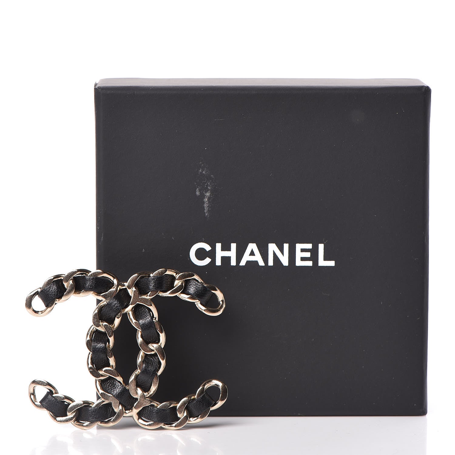 Chanel Lambskin Chain CC Brooch Black Gold 5 of 5