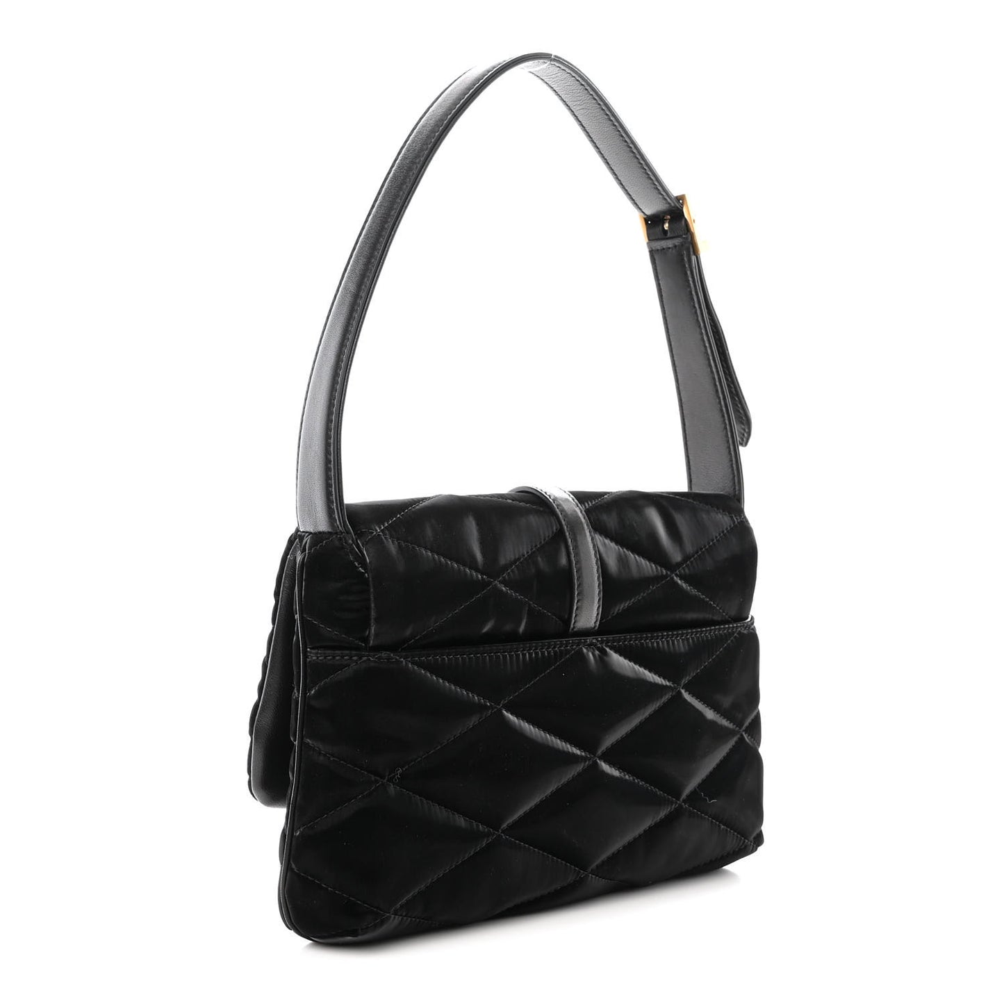 Satin Quilted Le 57 Diamond Shoulder Bag Black