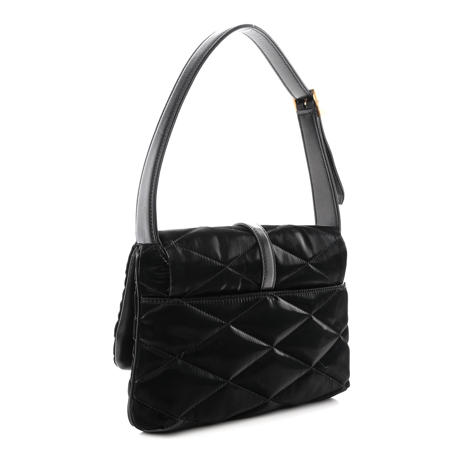 Saint Laurent Satin Quilted Le 57 Diamond Shoulder Bag Black 3 of 10