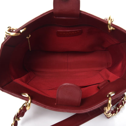Chanel Caviar Quilted Petit Shopping Tote PST Dark Red 5 of 8