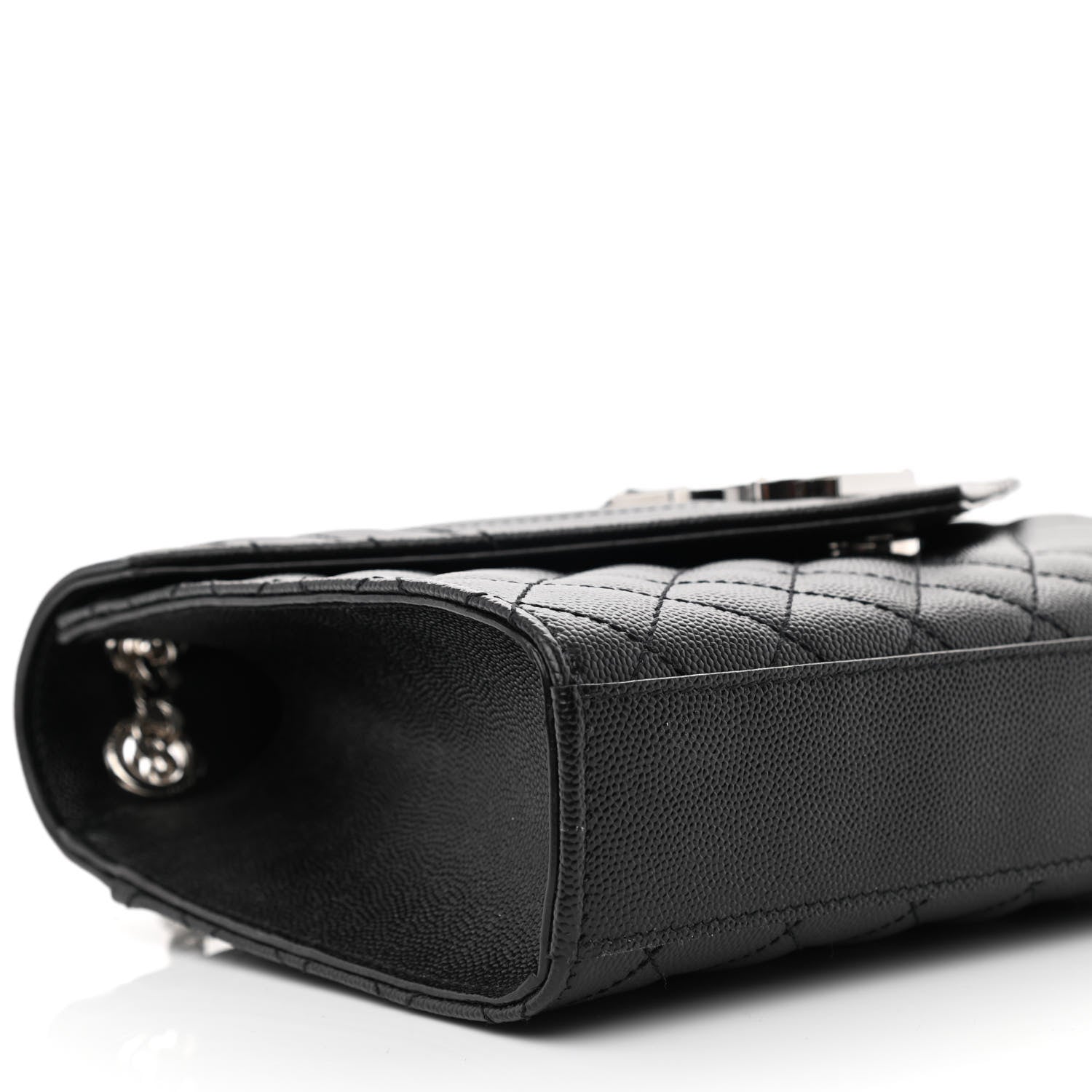 Saint Laurent Grain De Poudre Textured Mixed Matelasse Triquilt Medium Monogram Satchel Black 8 of 10