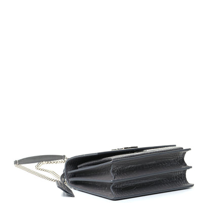 Saint Laurent Calfskin Crocodile Embossed Medium Monogram Sunset Fog 3 of 5