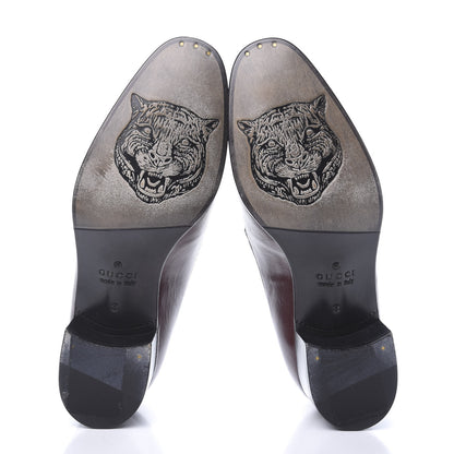 Gucci Goatskin Mens Chain Mid Heel Loafers 8 Burgundy 6 of 11