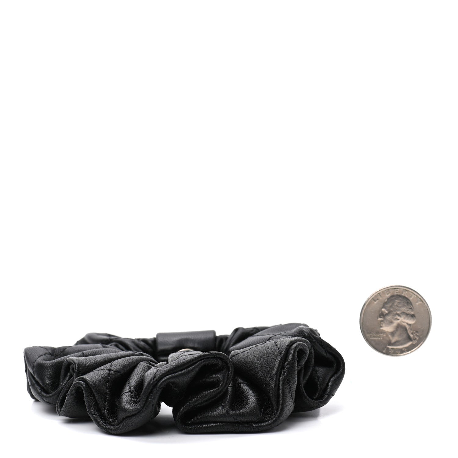 Chanel Lambskin Quilted CC Hair Scrunchie Black 2 of 3