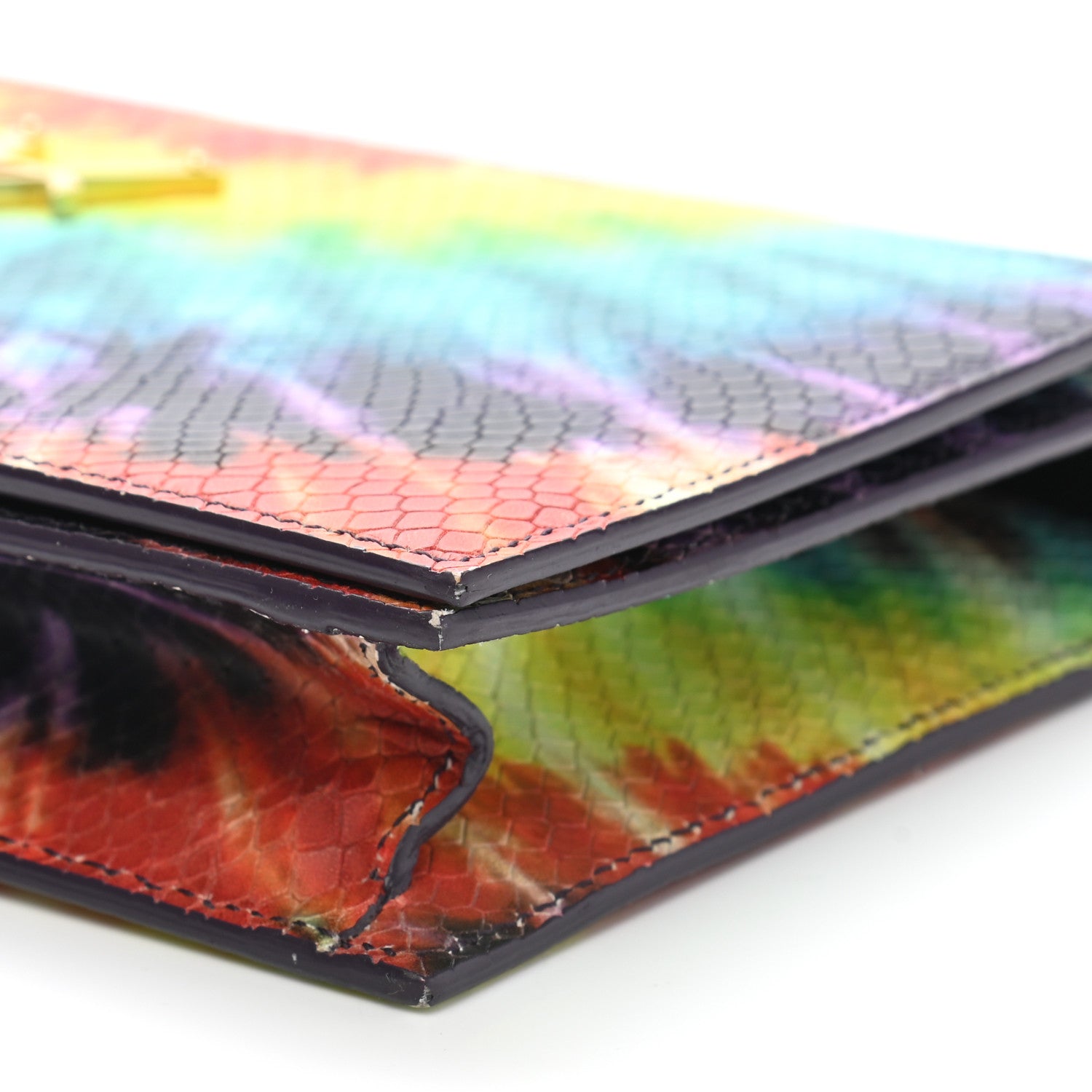 Saint Laurent Calfskin Snake Embossed Tie Dye Classic Kate Monogram Clutch Multicolor 9 of 11